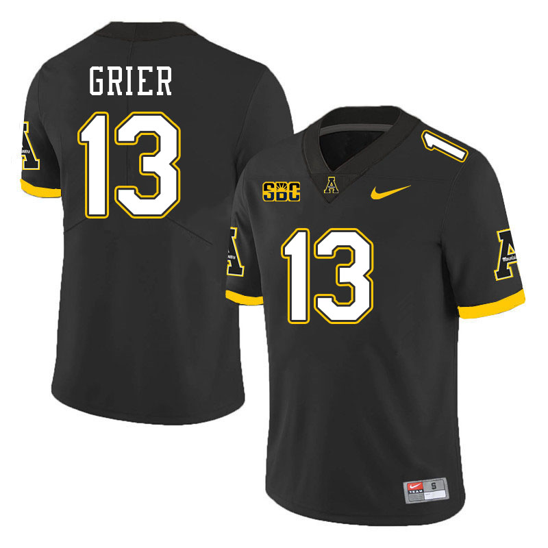 Appalachian State Mountaineers #13 Jackson Grier College Football Jerseys Stitched-Black